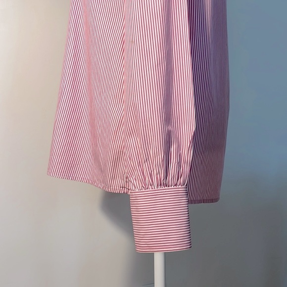 J.CREW Woman’s Crisp Cotton Button Down Pin Striped Shirt Pink/White Size 6 - Picture 6 of 8